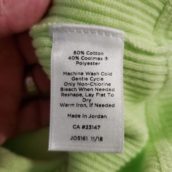 T by Talbots Soft Chartreuse Ribbed Sweater Top womens M Boat Neck Lime Green - Picture 9 of 9